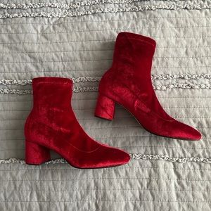 Zara Red Velvet Boots
